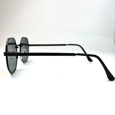 Octagonal Metal Frame Sunglasses - Black